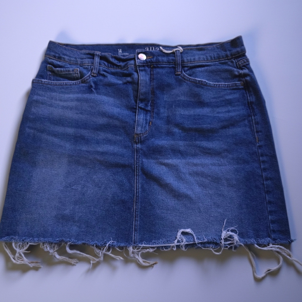 a.n.a Blue Frayed Hem Mini Skirt